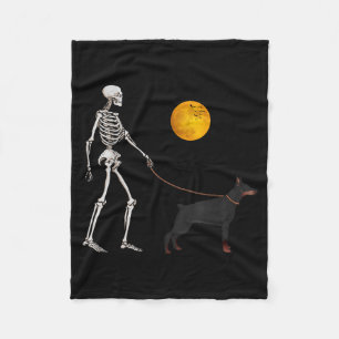 Manta Polar Disfraz de Halloween de perro esqueleto de Doberma