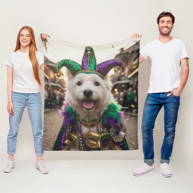 Manta Polar Disfraz de perro bufón de Mardi Gras (In situ)