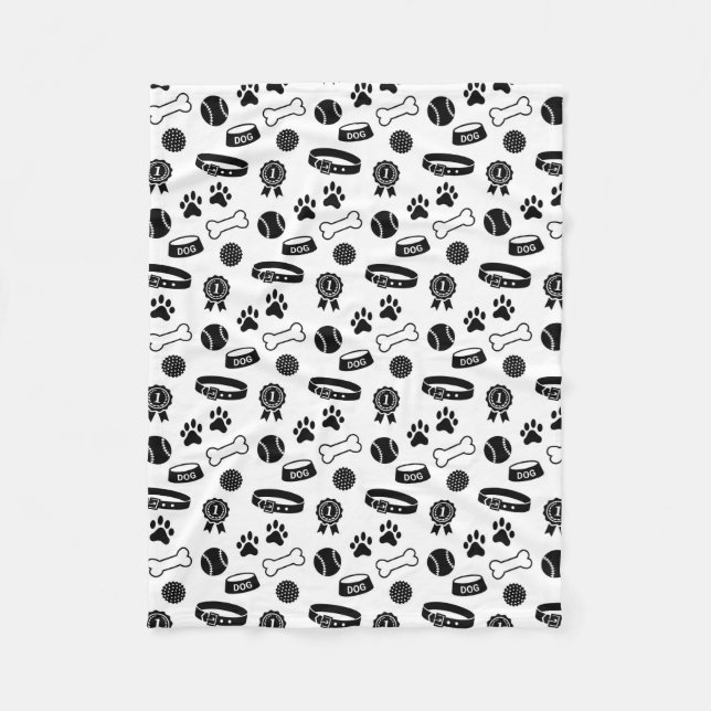 Manta Polar Dish de perro, premios, bolas y patas (Anverso)