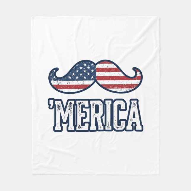 Manta Polar Distressed America Mustache Patriotic Vector Desig (Anverso)