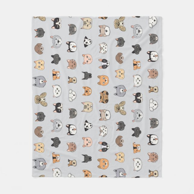 Manta Polar Diversión animal: perros gatos mezcla de doodle (Anverso)