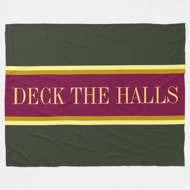 Manta Polar DIVERSIÓN DE LAS HALLS Fun Burgundy Red Green Stri (Frente (Horizontal))