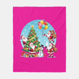Manta Polar **“Diversión de Navidad con Multi-Santa – Transpar