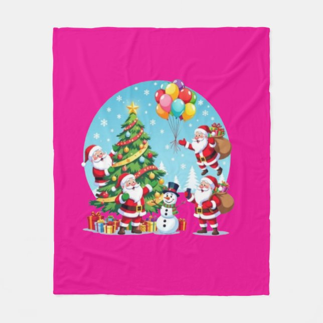 Manta Polar **“Diversión de Navidad con Multi-Santa – Transpar (Anverso)
