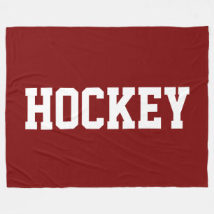Manta Polar Diversión Deportiva Atlética Texto de HOCKEY Blanc