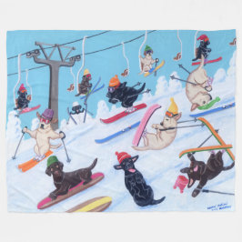 Manta Polar Diversión Labradors de esquí del invierno