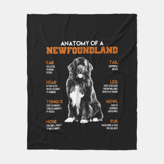 Manta Polar Divertida Anatomía De Un Perro De Terranova (Anverso)