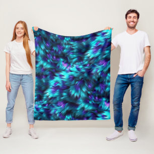 Manta Polar Divertida textura de pelaje de monstruo falso azul
