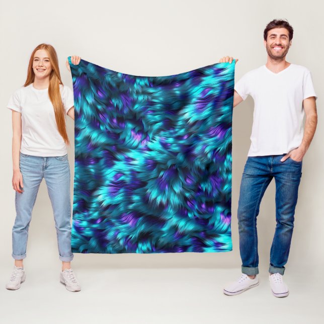 Manta Polar Divertida textura de pelaje de monstruo falso azul (In situ)