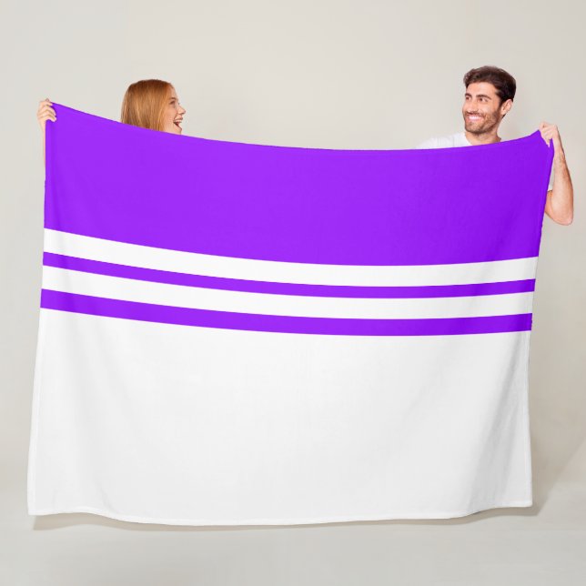 Manta Polar Divertidas franjas de Carreras blanca Bright Purpl (In situ)