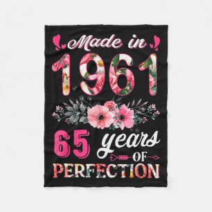Manta Polar Divertido 65 Años Hecho En 1961 Floral 65 Cumpleañ