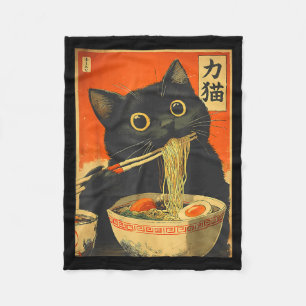 Manta Polar Divertido Anime Retro Gato Ramen Gato Japonés Gráf
