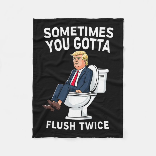 Manta Polar Divertido anti Trump a veces tienes que tirar dos  (Anverso)