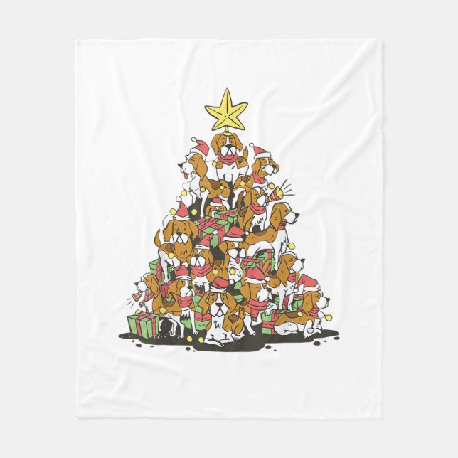 Manta Polar Divertido beagle árbol de Navidad para los amantes (Anverso)