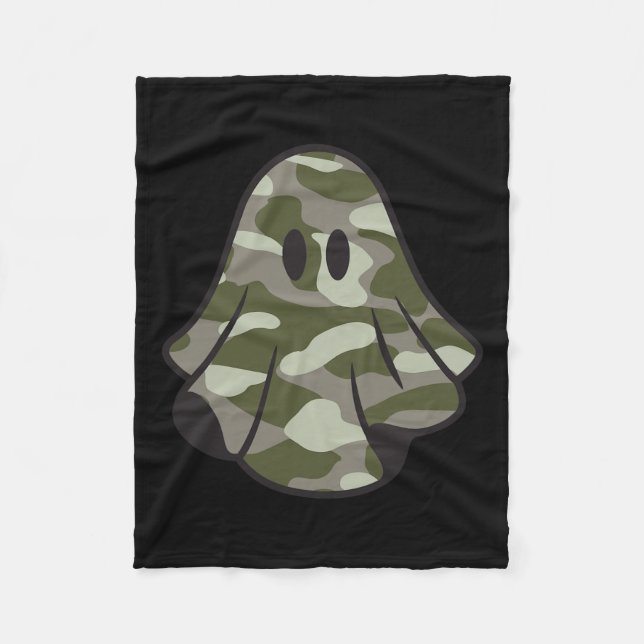 Manta Polar Divertido camuflaje de Halloween Camo Ghost Hello  (Anverso)