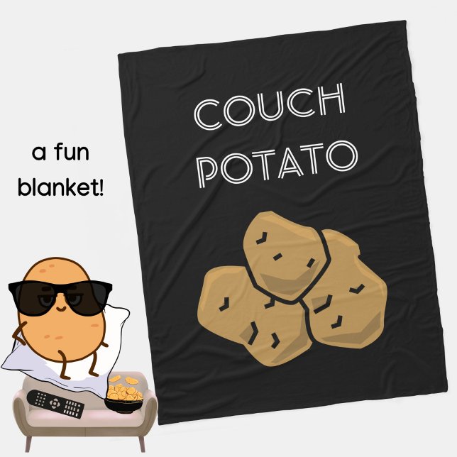 Manta Polar Divertido "Couch Potato" Binge viendo el introvert (A fun blanket for the lovable couch potato in your life. Black. Choice of colors available. )
