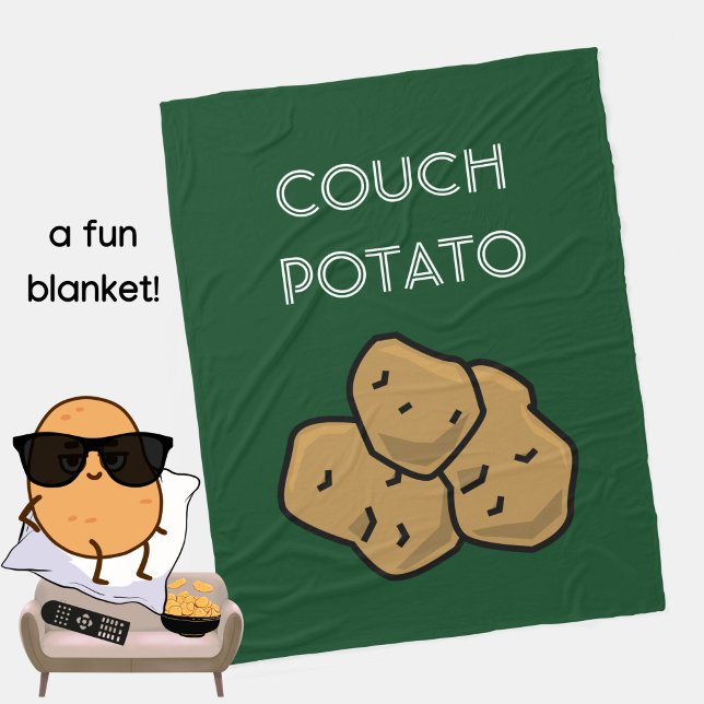 Manta Polar Divertido "Couch Potato" Binge viendo el introvert (A fun blanket for the lovable couch potato in your life. Green. Choice of colors available. )