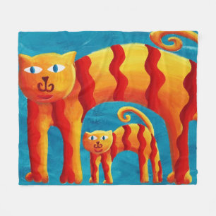 Manta Polar Divertido Curvo Caprichoso Gato y Gatito
