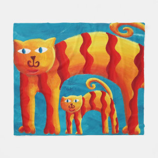Manta Polar Divertido Curvo Caprichoso Gato y Gatito