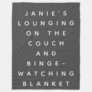 Manta Polar Divertido Días Lazy Binge Ver Nombre Gris Personal