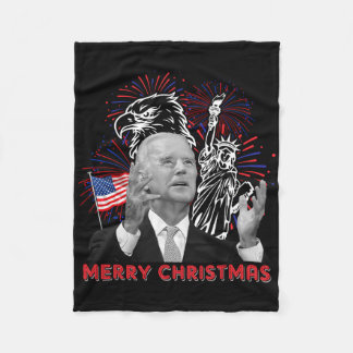 Manta Polar Divertido Joe Biden Feliz Navidad En Julio Bandera