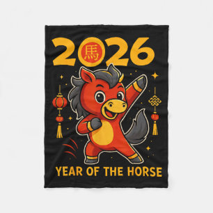 Manta Polar Divertido Kawaii Lunar 2026 Año del Caballo Chino