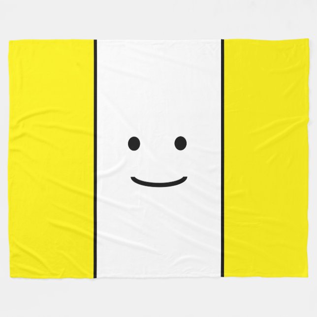 Manta Polar Divertido lindo Cara sonriente Rayas Blancas Amari (Frente (Horizontal))