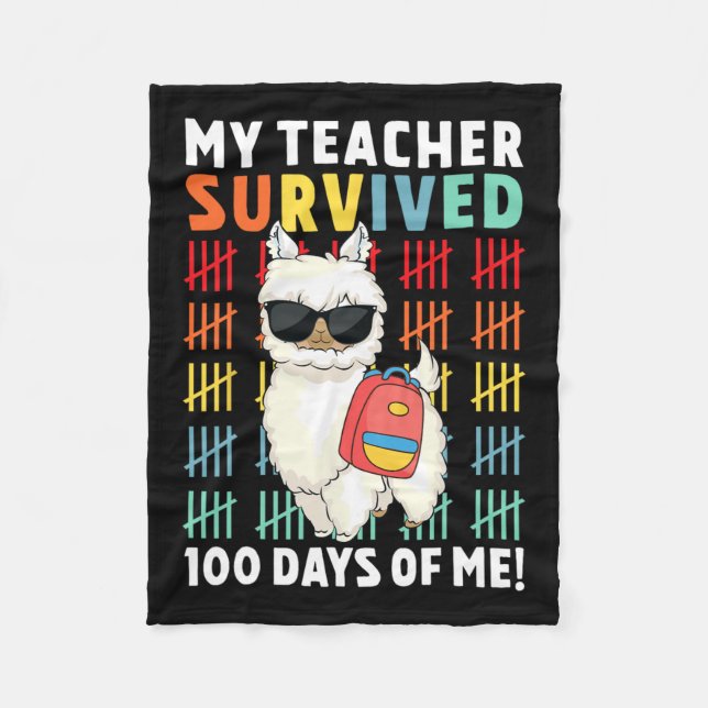 Manta Polar Divertido, mi profesor sobrevivió a 100 días de mí (Anverso)