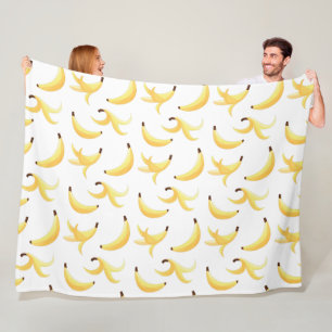 Manta Polar Divertido patrón de plátano amarillo retro editabl