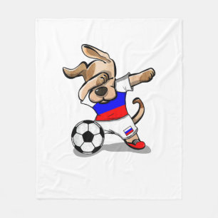 Manta Polar Divertido perro canino Rusia Soccer Jersey ruso Fo