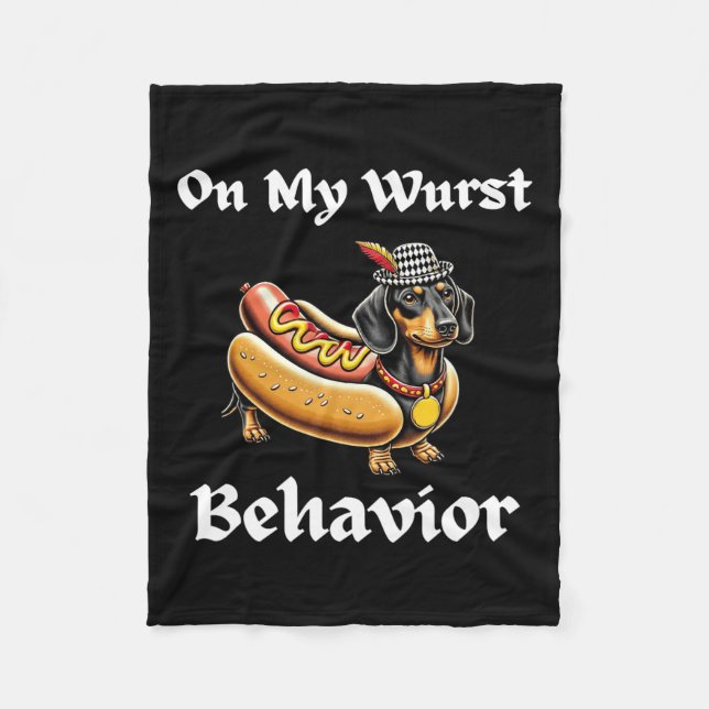 Manta Polar Divertido Perro Dachshund En Mi Comportamiento De  (Anverso)