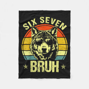 Manta Polar Divertido Seis Siete Bruh 6 7 Lobo Meme Niños Chic