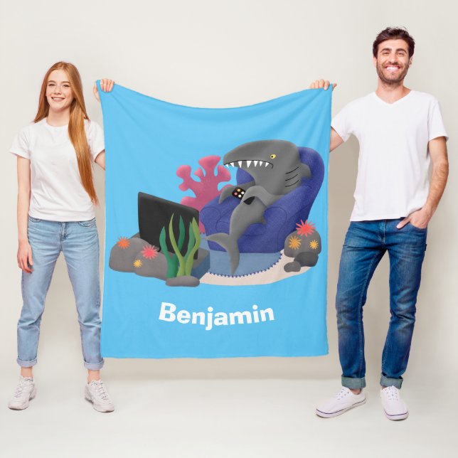 Manta Polar Divertido tiburón viendo al personalizado de telev (In situ)