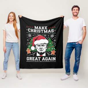 Manta Polar Divertido Trump 2024 Haz la Navidad Grande de Nuev