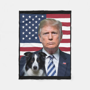 Manta Polar Divertido Trump y perro Border Collie bandera de E
