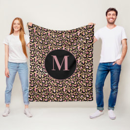 Manta Polar Diviértete Chic Rosa Negro Oro Monograma Cheetah/L