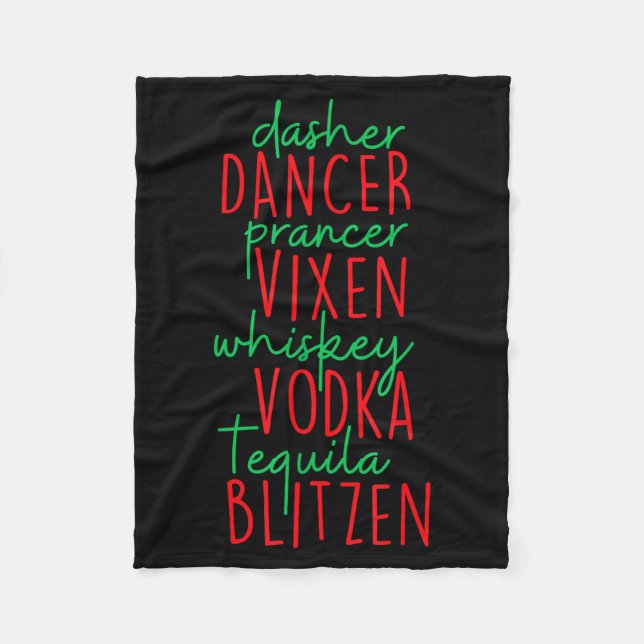 Manta Polar Diviértete Navidad Dasher Bailarín Prancer Vixen B (Anverso)