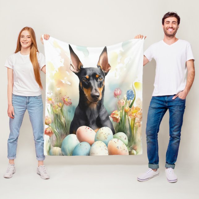 Manta Polar Doberman con huevos de Pascua (In situ)