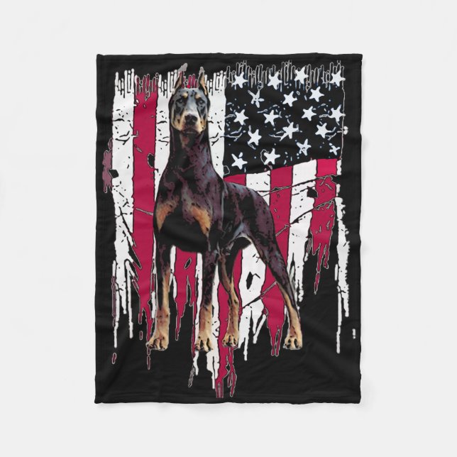 Manta Polar Doberman Pinscher American Flag Usa Awesome  (Anverso)
