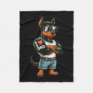 Manta Polar Doberman Pinscher I Love Dad Funny Dog Tattoo