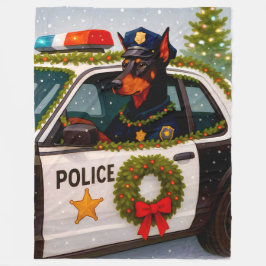 Manta Polar Doberman Police Holiday Blanket