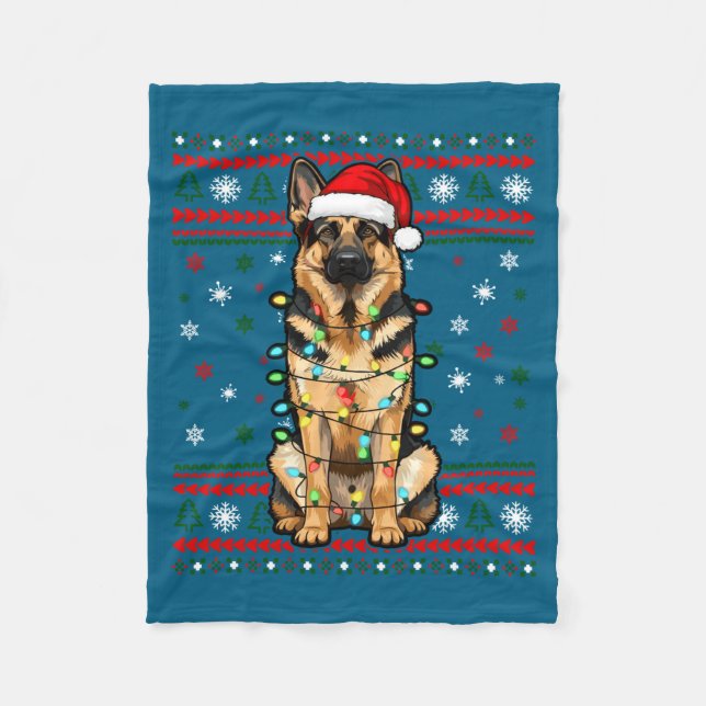 Manta Polar Dog Christmas, German Shepherd Christmas Lights Ug (Anverso)