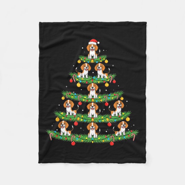 Manta Polar Dog Christmas Tree, Beagle Puppy Holiday Design Fo (Anverso)