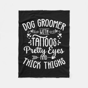 Manta Polar Dog Groomer Tattoos Bonitos Ojos Mascota Cachorro