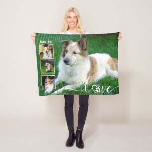 Manta Polar Dog LOVE 4 Photo Paw Print Heart Name