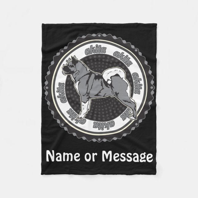 Manta Polar Dog Lover Akita Nombre personalizado / Mensaje (Anverso)