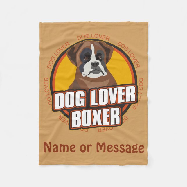 Manta Polar Dog Lover Boxer Nombre personalizado / Mensaje (Anverso)