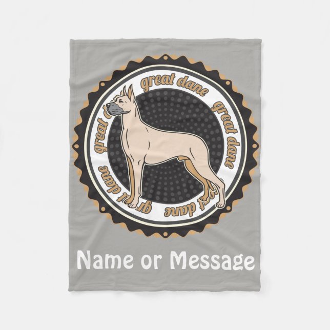Manta Polar Dog Lover Great Dane Nombre personalizado / Mensaj (Anverso)