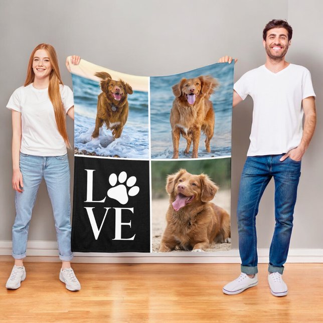 Manta Polar Dog Lover Heart Love Photo Collage Pet (Subido por el creador)