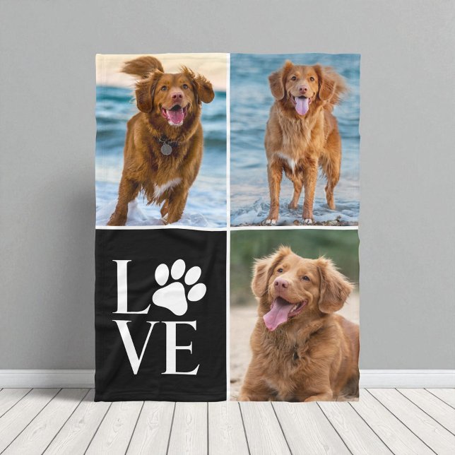 Manta Polar Dog Lover Paw Print Cute Pet 3 Photo Collage  (Subido por el creador)